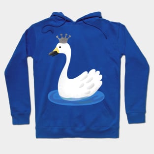 Cute white swan with crown cartoon Hoodie